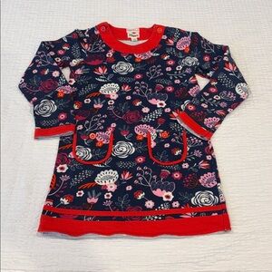 Hatley  100% cotton Kids Floral Long Sleeve Dress - Red and Pink